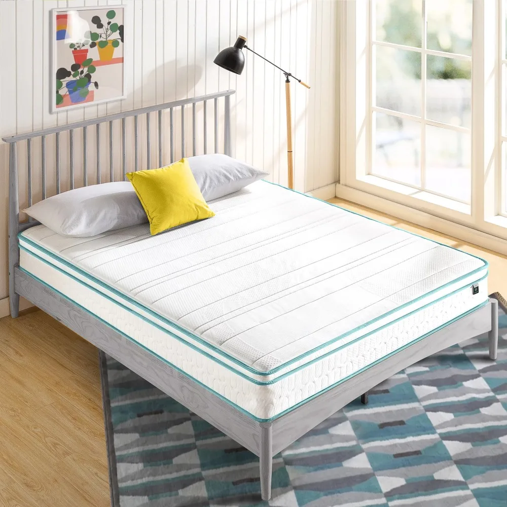Европейский 8-дюймовый пружинный матрас Zinus с добавлением зеленого чая, мебель для спальни с двумя односпальными кроватями 75,00x39,00x8,00 дюймов