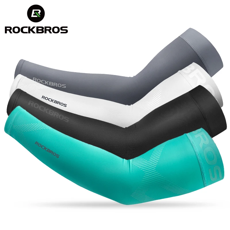 Официальные Нарукавники ROCKBROS из ледяной ткани для бега, кемпинга, Баскетбольный рукав, Нарукавники для бега, Летнее Защитное снаряжение