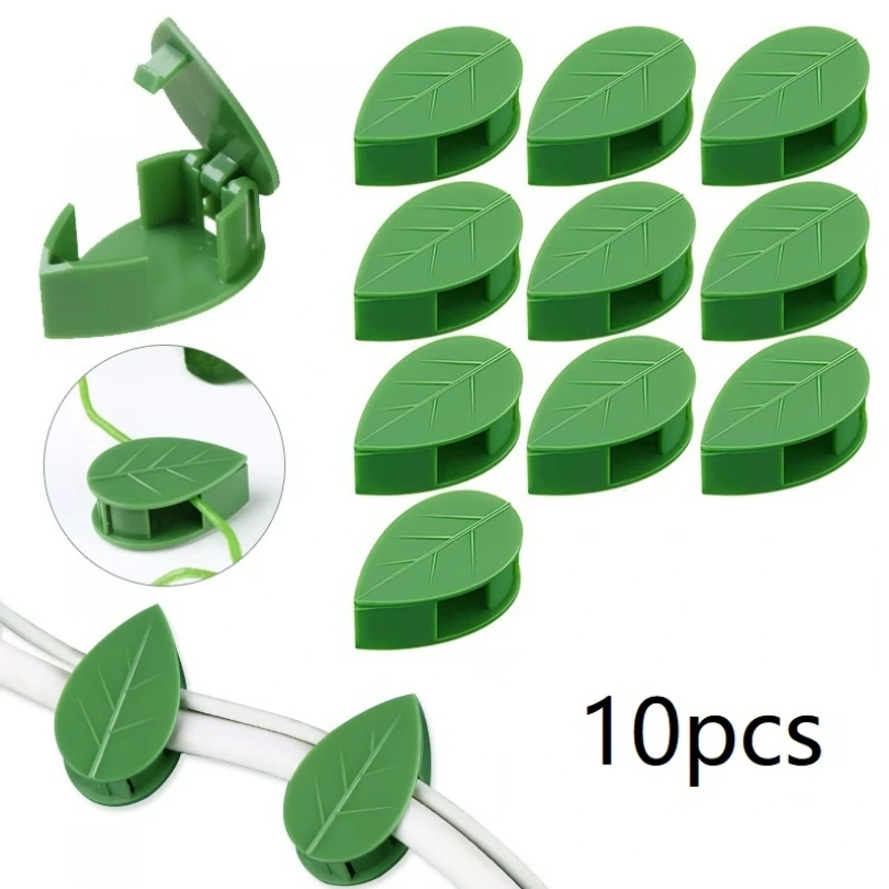10шт растений зажимной кронштейн зеленый лист клип самоклеящиеся зажимы для растений Невидимый настенный держатель крюк