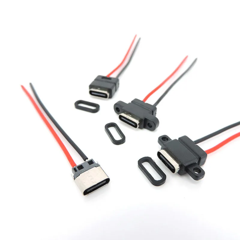 1шт водонепроницаемый USB Type-C 3.1 2-Контактный штекер USB C Розетка Сварочный кабель для зарядки Разъем провода 180 ° 90 ° Для ремонта DIY q