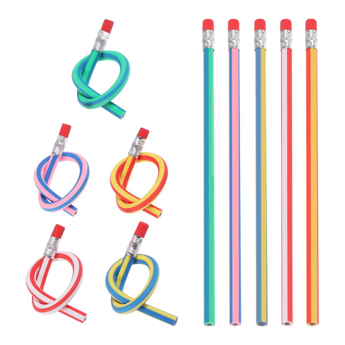 20 штук Красочных гибких забавных Бенди с ластиком для детей, пишущих, Играющих в подарок