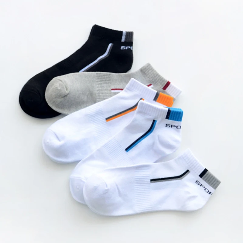 5 Пар мужских хлопчатобумажных носков Повседневные Модные Короткие носки с дышащей сеткой Высококачественные Носки для занятий спортом на открытом воздухе, фитнесом, бегом с глубоким вырезом