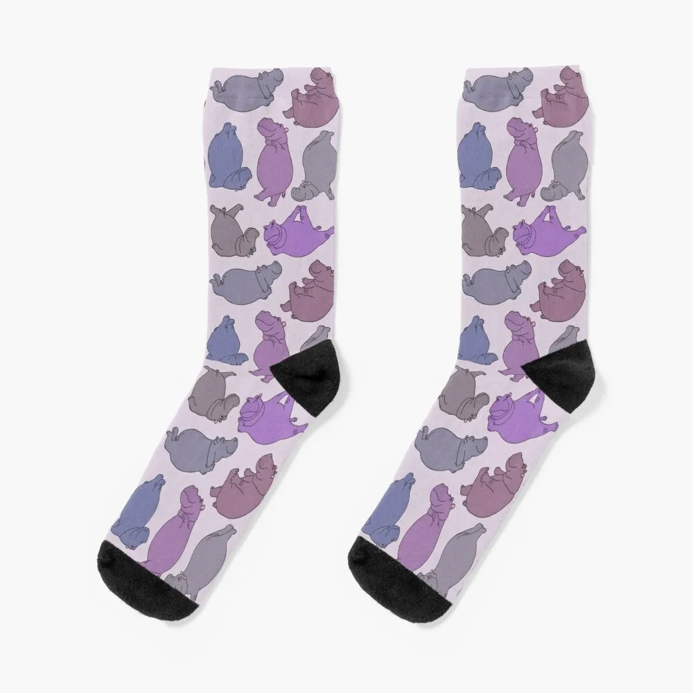 Hippo Workout - фиолетовые и серые носки, детские носки, женские носки на заказ, женские носки высокого качества