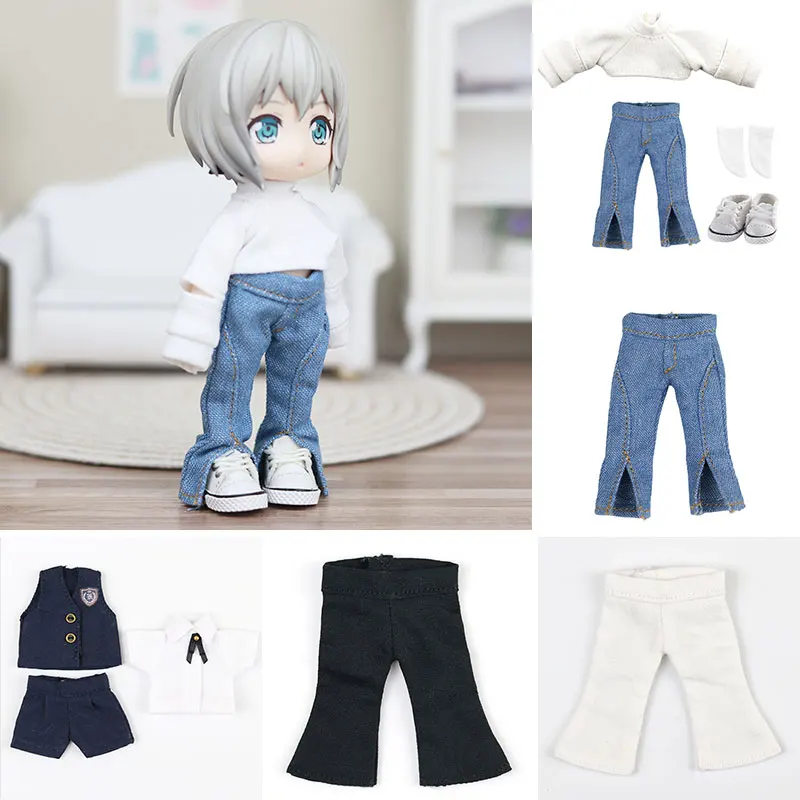 ob11 детские джинсовые брюки расклешенные брюки GSC Plain body 1/12 bjd детские джинсы YMY можно носить кукольную одежду аксессуары для кукол