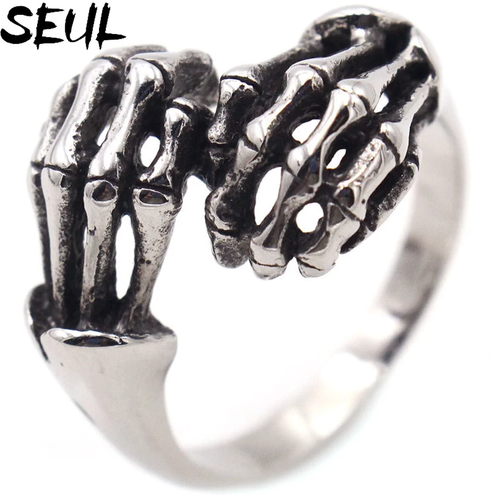 Seul Уникальное простое кольцо для рук со скелетом для объятий, Мужская и Женская мода, Готическое Байкерское кольцо для верховой езды, Ювелирные изделия Оптом