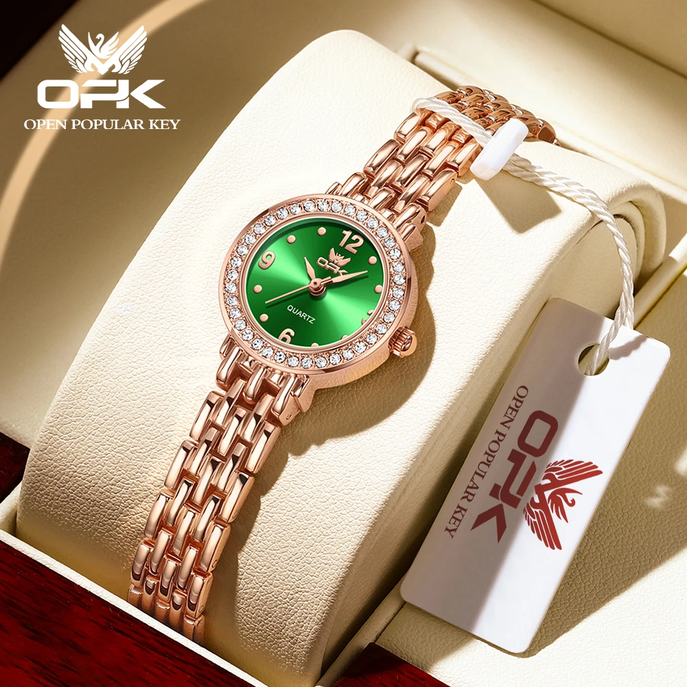 Женские часы OPK от ведущего бренда, Элегантные женские наручные часы с бриллиантами, оригинальные кварцевые женские часы, водонепроницаемые женские часы для платья из нержавеющей стали