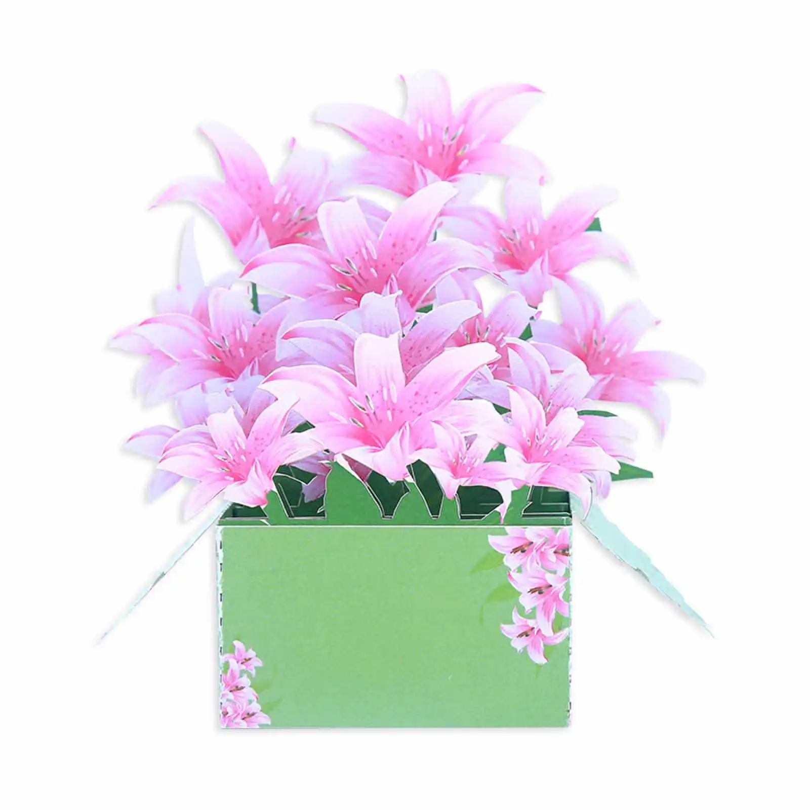Изготовленный на заказ Дешевый Оптовый Цветок Лилии Из бумаги ручной работы Всплывающий Дизайн 3D Поздравительной Открытки Подарочная Благодарственная Открытка