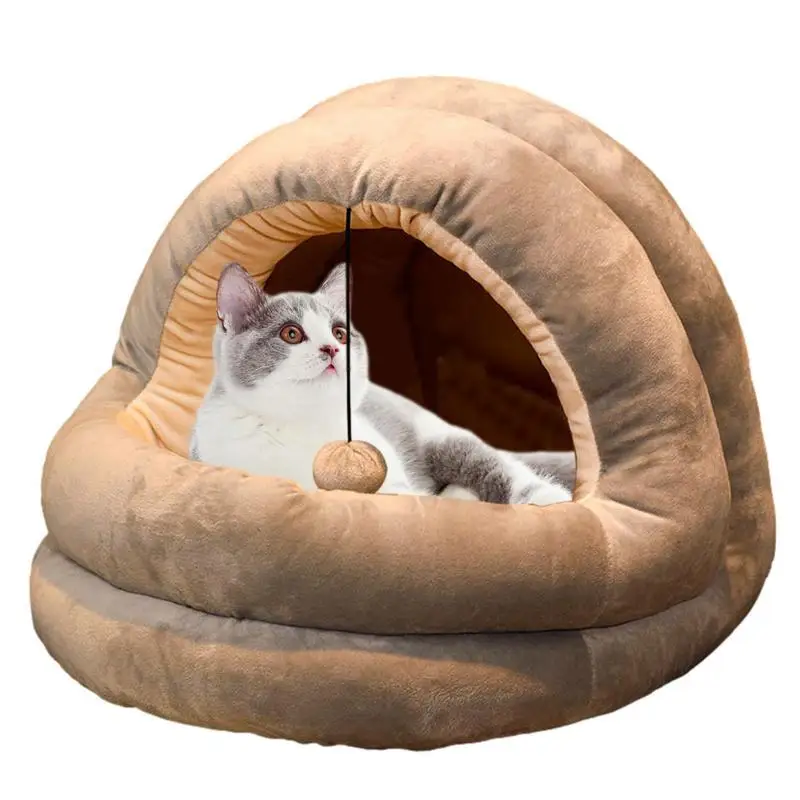 Кошачий домик, милая кошачья кровать, комнатные кровати для собак и кошачья пещера, кровать для гостиной, балкона, Крытые кошки среднего размера Зимой