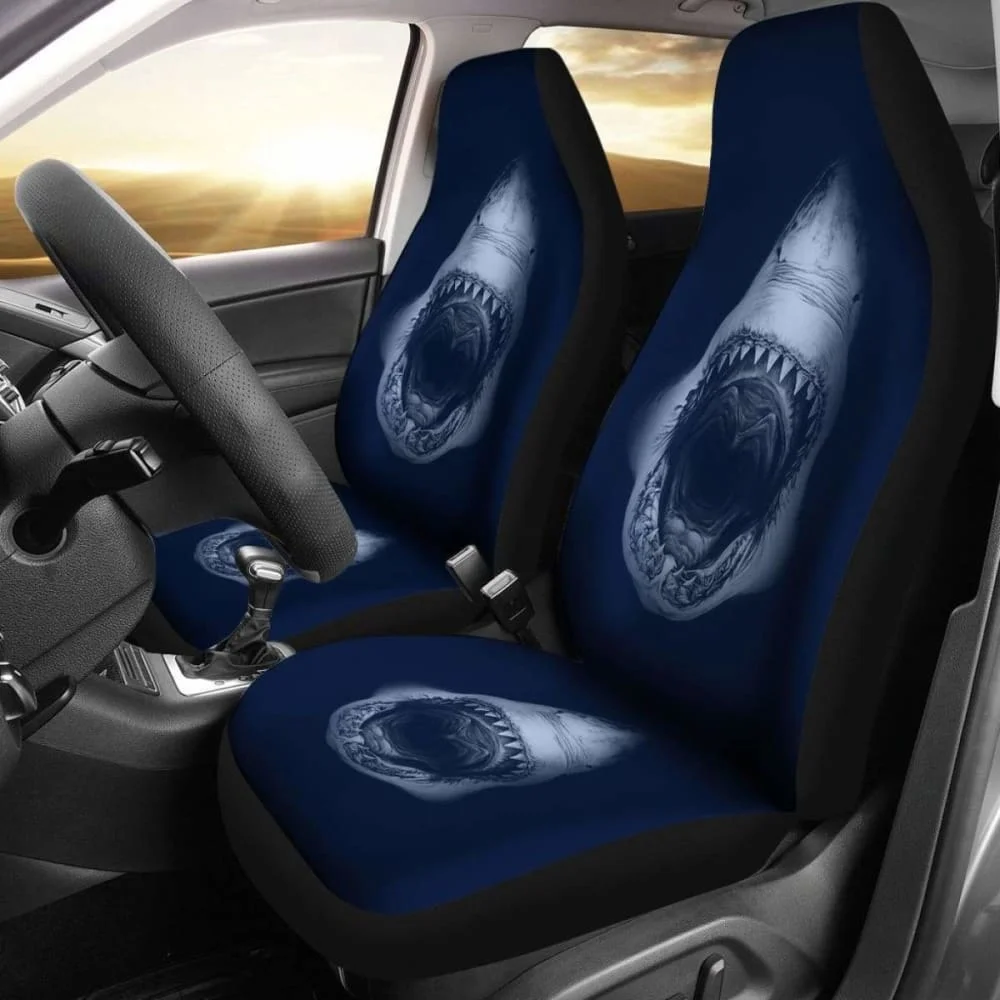 Массивная открытая пасть Большой Белой Акулы Чехлы для автомобильных сидений 04, упаковка из 2 универсальных защитных чехлов для передних сидений