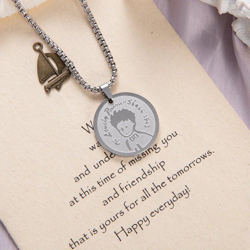 Модный аниме Маленький принц, Маленькая принцесса, подвеска из титановой стали, ожерелье для пары, романтические украшения, подарок на день рождения для девочки и мальчика