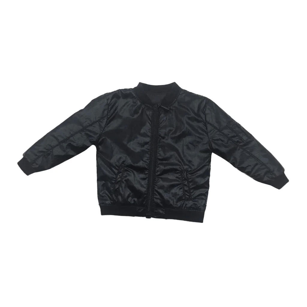 Мужская кожаная куртка в масштабе 1/6 для 12-дюймовых игрушек-экшн-фигурок черного цвета
