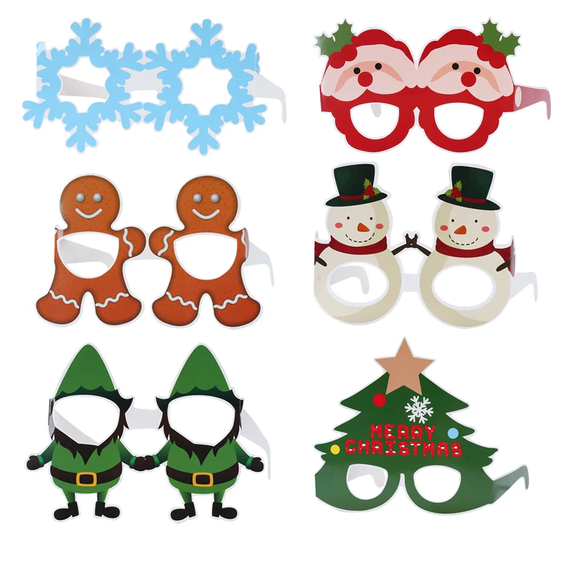 Мультяшные Рождественские бумажные очки Санта Клаус Снеговик Рождественская елка Дети Ноэль Реквизит для фотосъемки Веселого Рождества Декор Navidad Подарки 2024