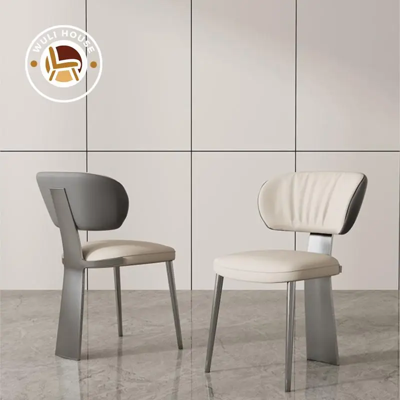 Современный Легкий Роскошный обеденный стул в простом скандинавском стиле, домашний повседневный стул из нержавеющей стали, удобный дизайнерский стул со спинкой 2023 г.