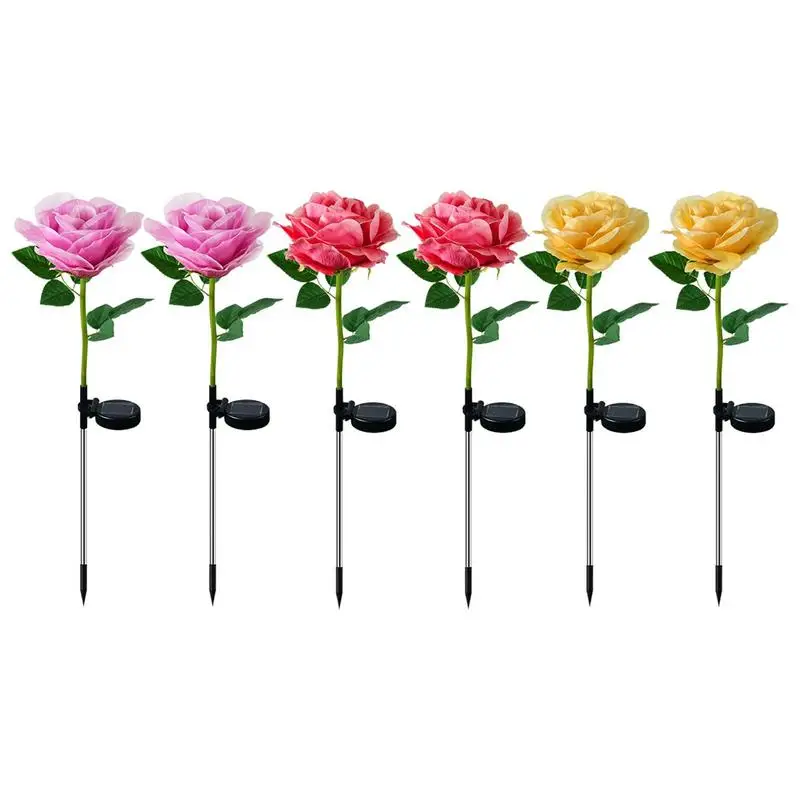 Солнечные Садовые розы Цветочные фонари Солнечные наружные садовые украшения Розовые цветочные фонари Водонепроницаемые Розетки на солнечных батареях для