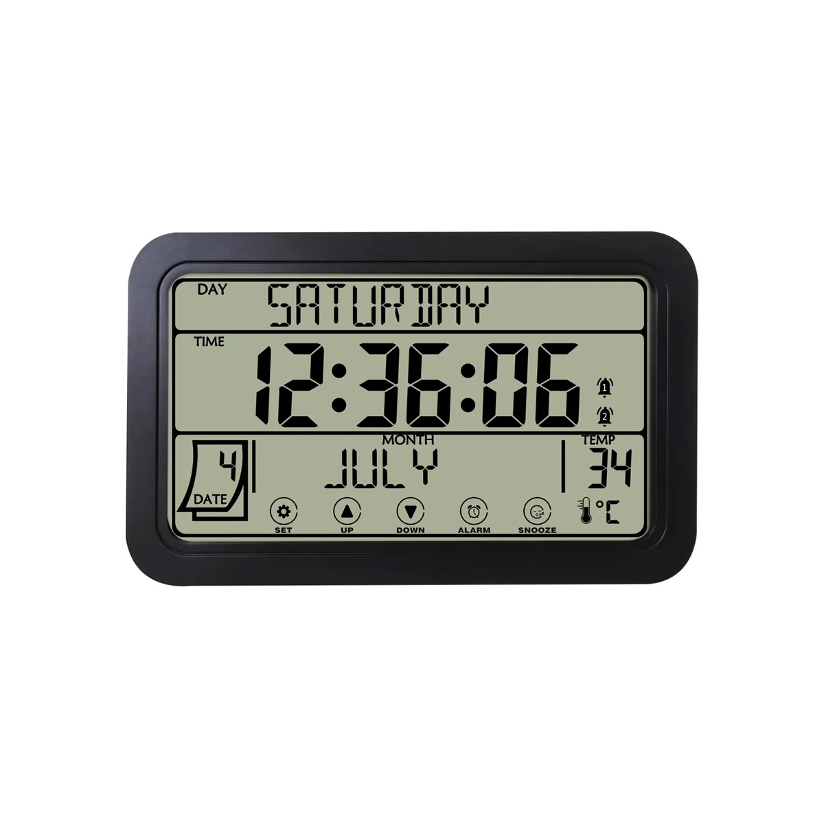 Цифровые настенные часы, цифровые часы на батарейках, 8-дюймовые настольные часы с температурой, влажностью, датой дня, черный